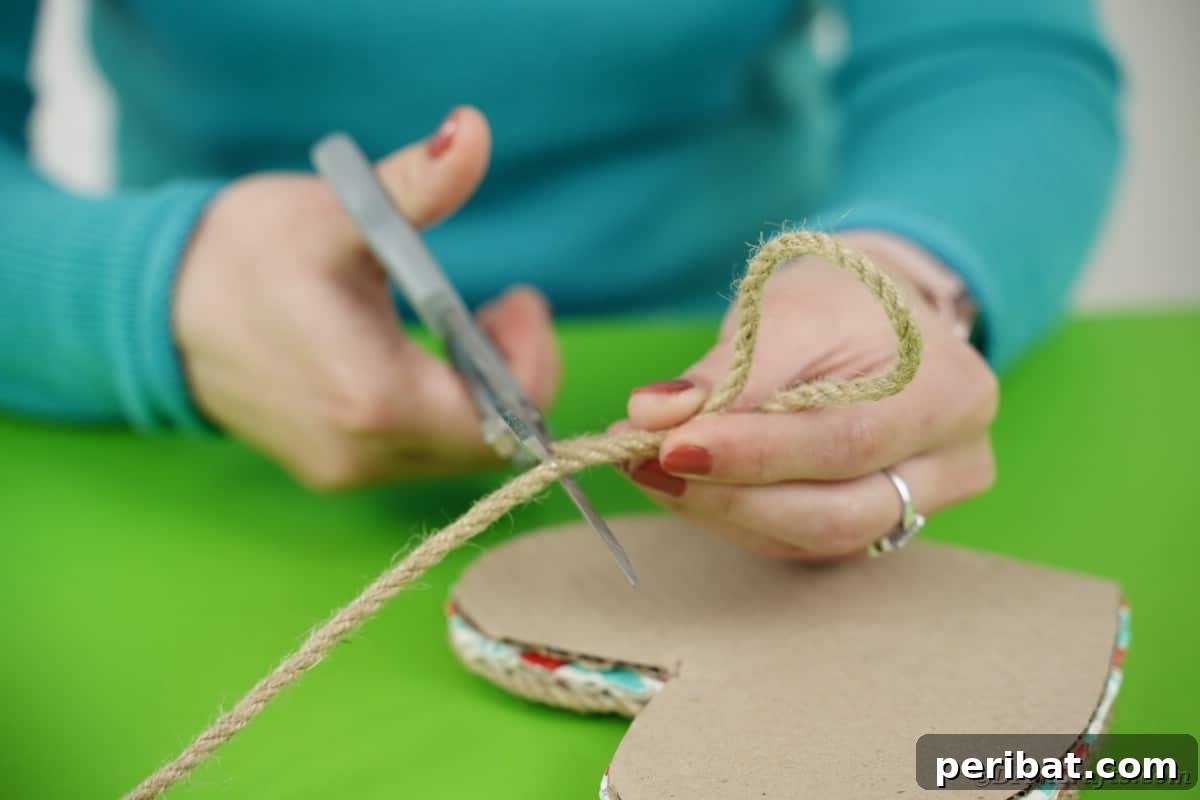 Crafty Paper Straw Heart Wall Decor 14 Cutting twine
