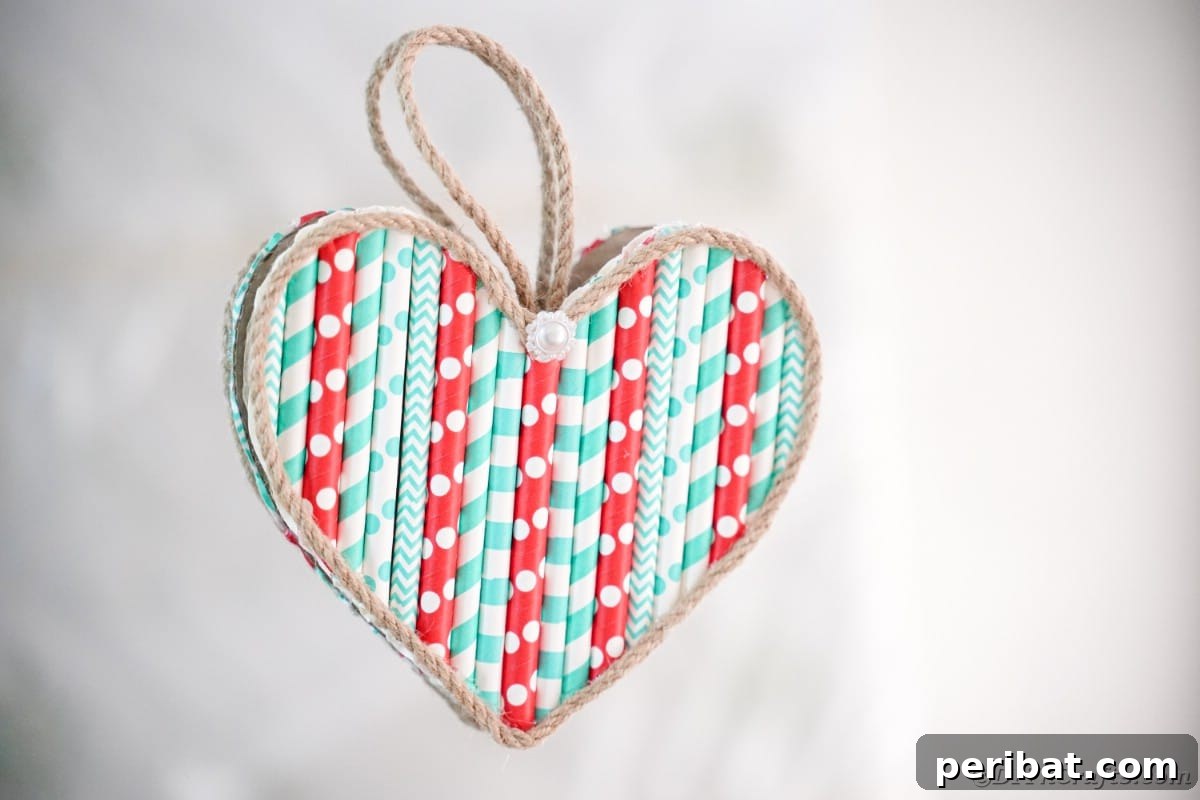 Crafty Paper Straw Heart Wall Decor 5 Paper straw heart on white wall