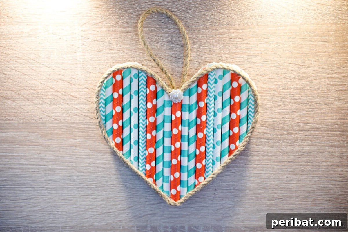 Crafty Paper Straw Heart Wall Decor 16 Heart hanging on wall