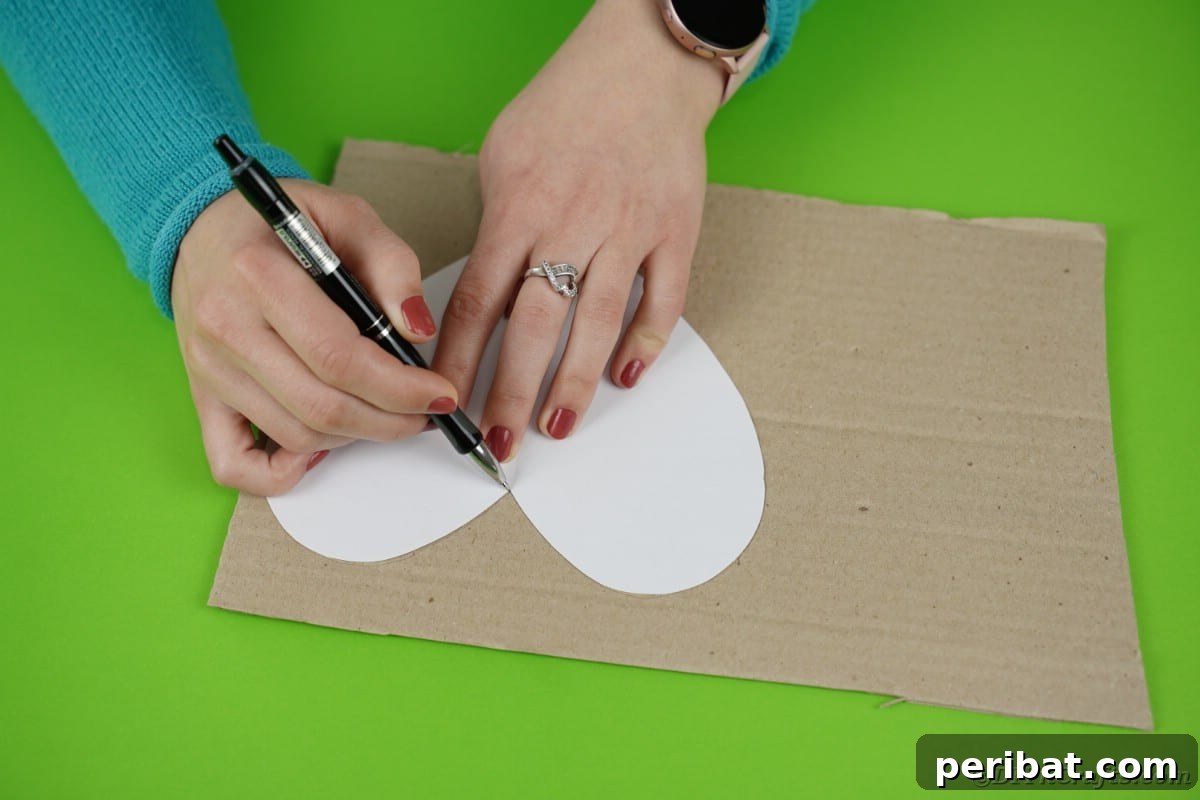 Crafty Paper Straw Heart Wall Decor 8 Tracing heart on cardboard