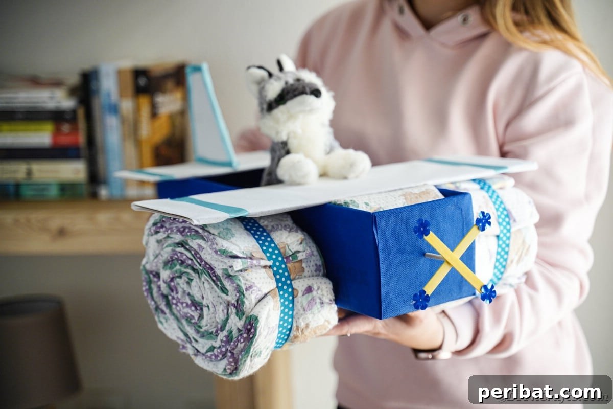 Cloud Nine Diaper Plane Baby Shower Gift 3 Woman holding diaper cake airplane