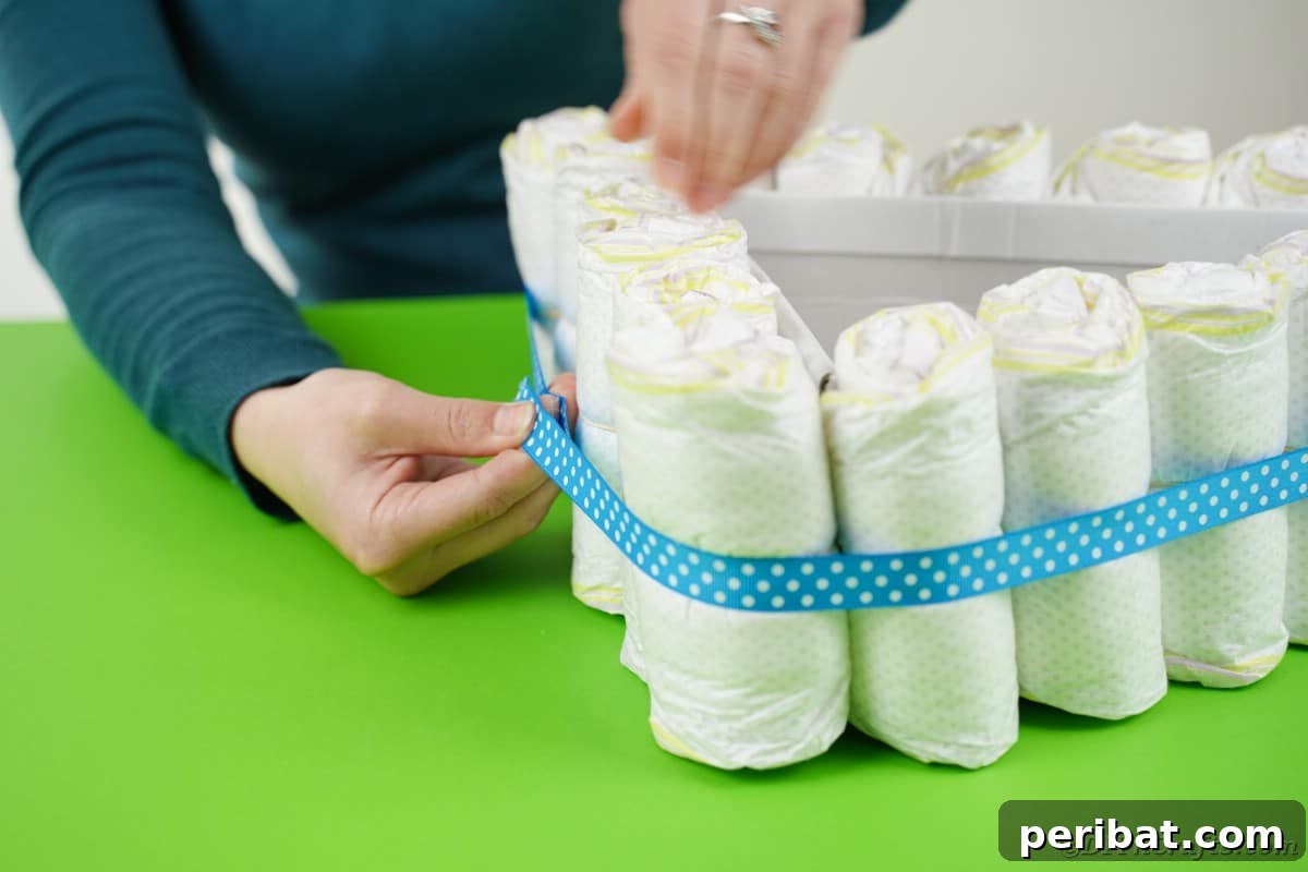 Adding ribbon around boat