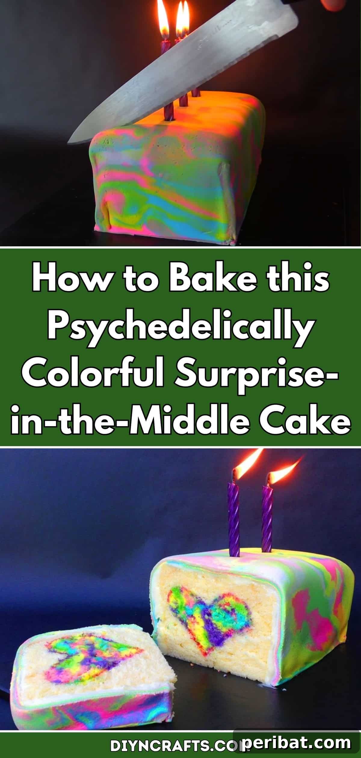 Unveiling the Psychedelic Swirl Cake 2 How to Bake this Psychedelically Colorful Surprise-in-the-Middle Cake pinterest image