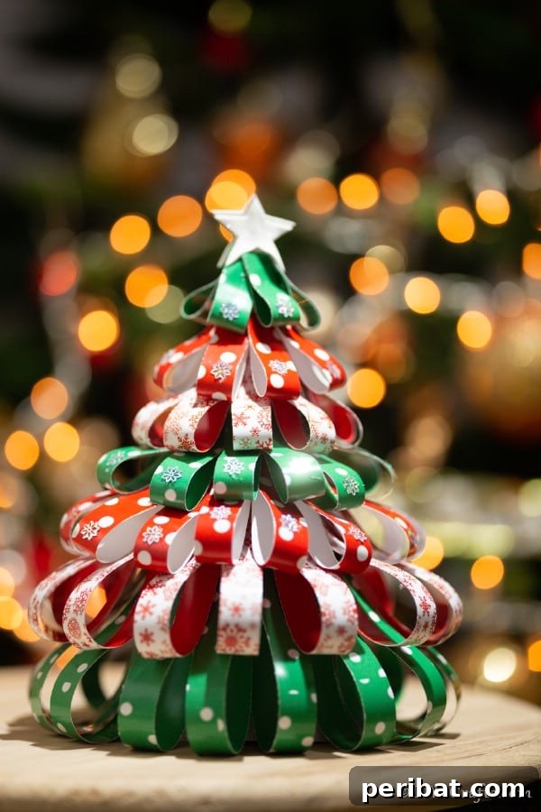 40 Christmas Craft Ideas to Spark Kids' Creativity This Winter Break 19 A festive paper strip mini Christmas tree decoration, crafted from colorful paper strips, perfect for older kids to assemble.