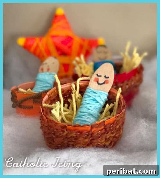 40 Christmas Craft Ideas to Spark Kids' Creativity This Winter Break 33 A heartwarming yarn Baby Jesus in a manger craft, ideal for Sunday school classes or teaching children about the Nativity scene.