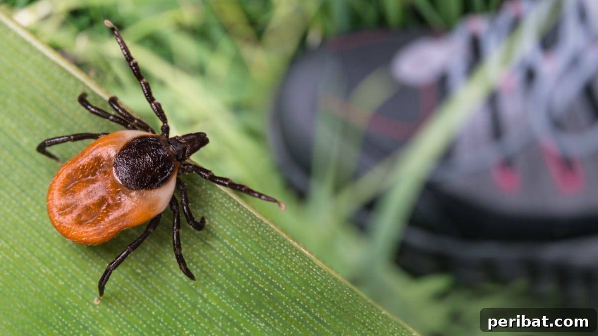13 Versatile Uses for Diatomaceous Earth in Your Garden 13 A tick positioned on a green leaf, clearly visible, indicating a potential outdoor health hazard.