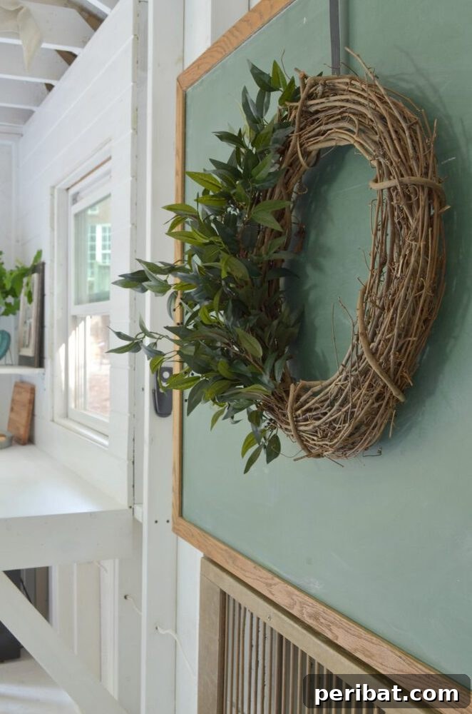 Rustic Farmhouse Wreaths for Year-Round Beauty 12 Rustic wreath made from a vine form and artificial leaves