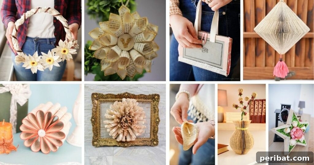 Beyond the Covers: Old Book Craft and Decor Inspiration 2 Old book page crafts collage