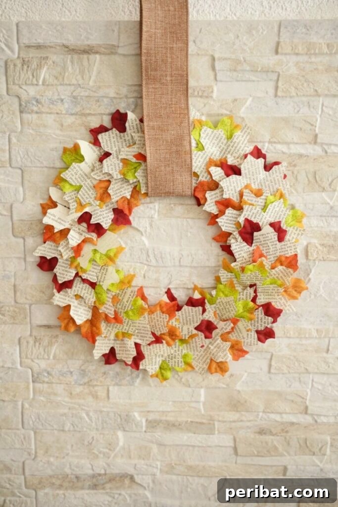 Beyond the Covers: Old Book Craft and Decor Inspiration 24 Hanging fall leaf wreath