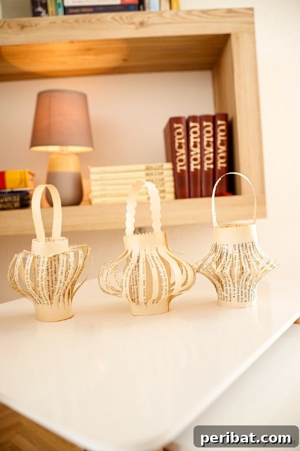 Beyond the Covers: Old Book Craft and Decor Inspiration 28 Paper lanterns on table