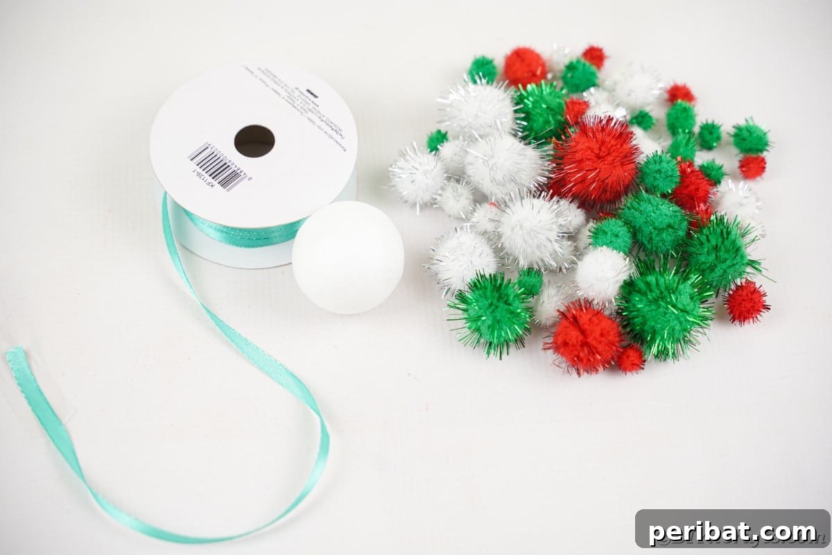 Craft Your Own Fluffy Pom Pom Christmas Ornaments 7 Pom pom ornament supplies