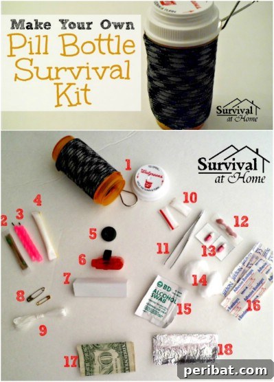 Boş İlaç Şişelerini Değerlendirmek İçin 30 Harika Fikir 15 Pill Bottle Survival Kit