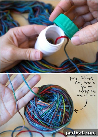 Boş İlaç Şişelerini Değerlendirmek İçin 30 Harika Fikir 17 Pill Bottle Center-Pull Yarn Ball