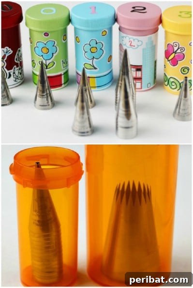Boş İlaç Şişelerini Değerlendirmek İçin 30 Harika Fikir 8 Pill Bottle Piping Tip Storage