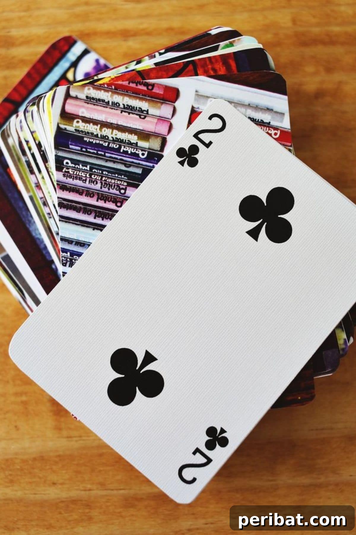 A stack of playing cards customized with personal photos, a creative and sentimental gift idea.