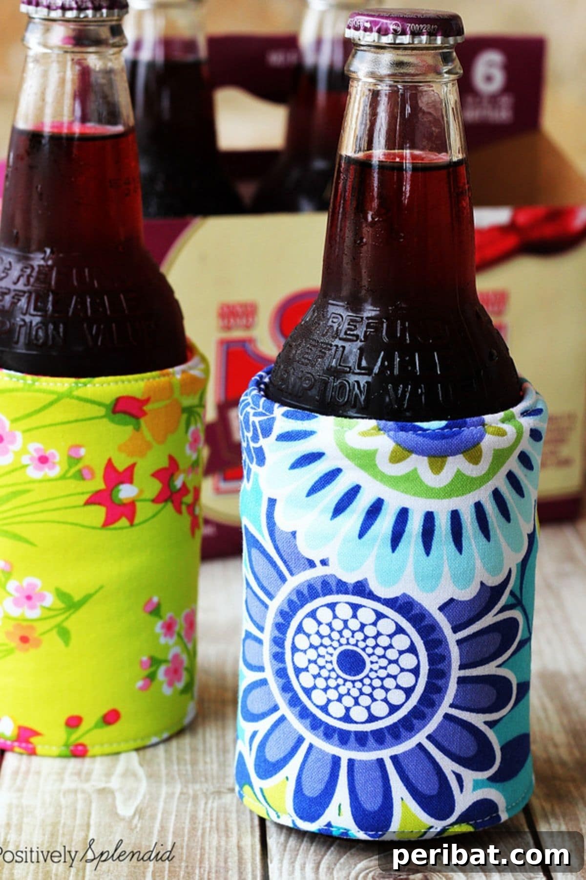 A collection of colorful and insulated DIY beverage koozies, perfect for keeping drinks cold.