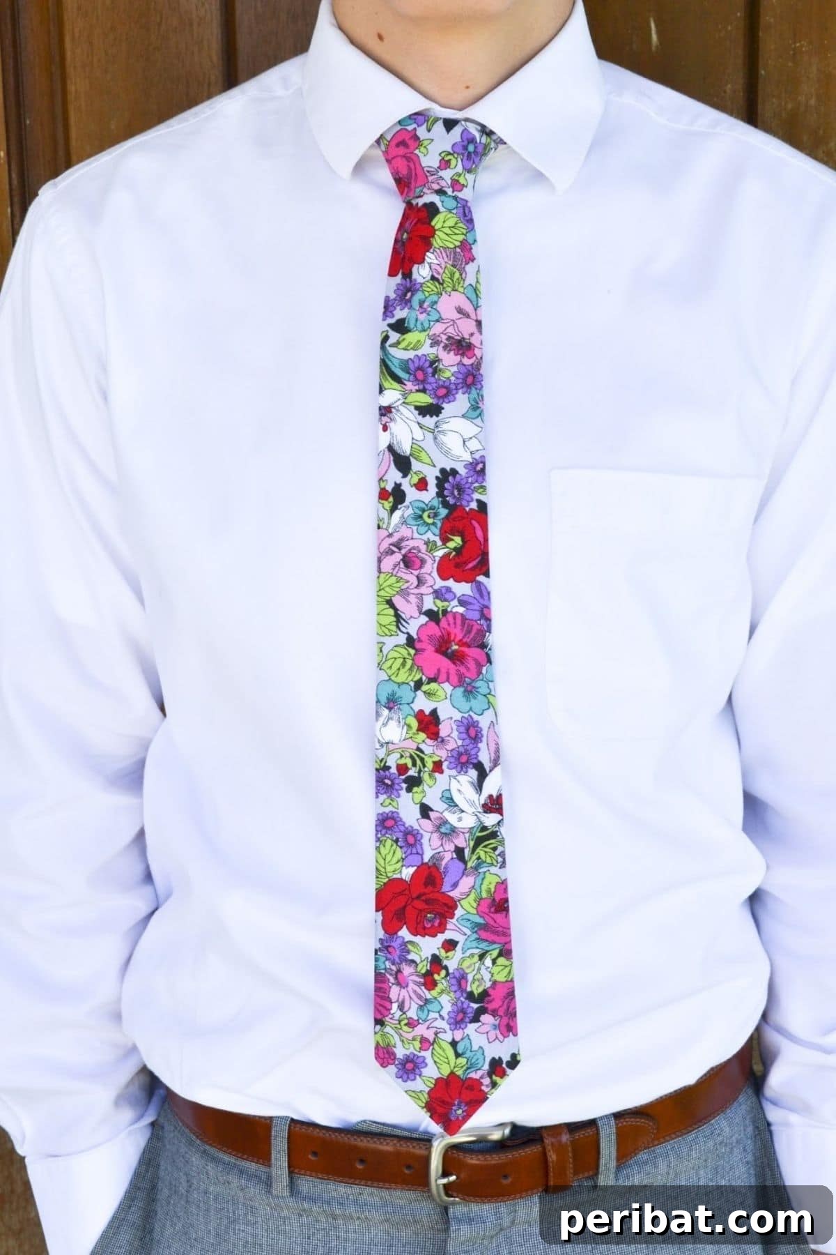 A man wearing a stylish skinny tie, highlighting a DIY sewing project for unique neckwear.