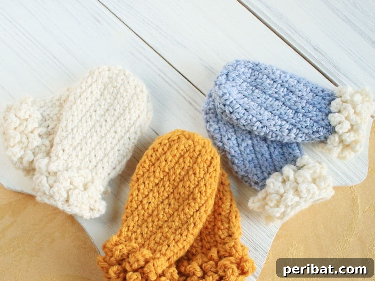 Cozy crochet mittens with a winter spun pattern, a practical and warm DIY gift, perfect for chilly weather and thoughtful holiday gifting.