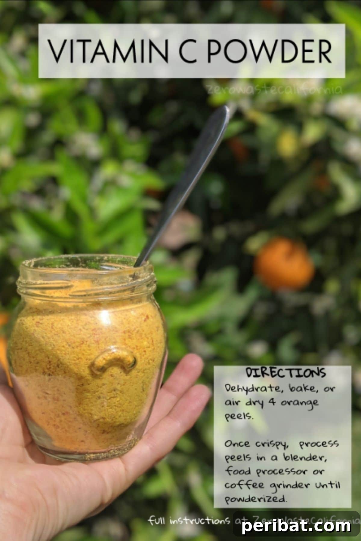 Orange peel powder in a small dish with dried peels