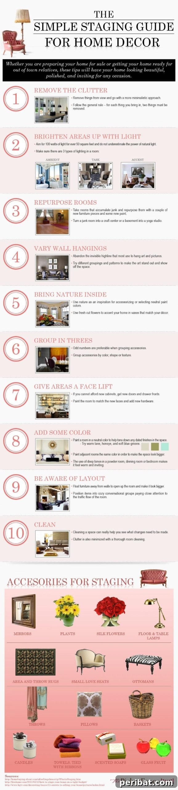 41. The Simple Staging for Home Decorating. - 50 Amazingly Clever Cheat Sheets To Simplify Home Decorating Projects