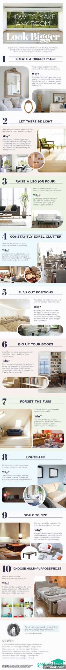 44. How to Make Any Room Look Bigger - 50 Amazingly Clever Cheat Sheets To Simplify Home Decorating Projects