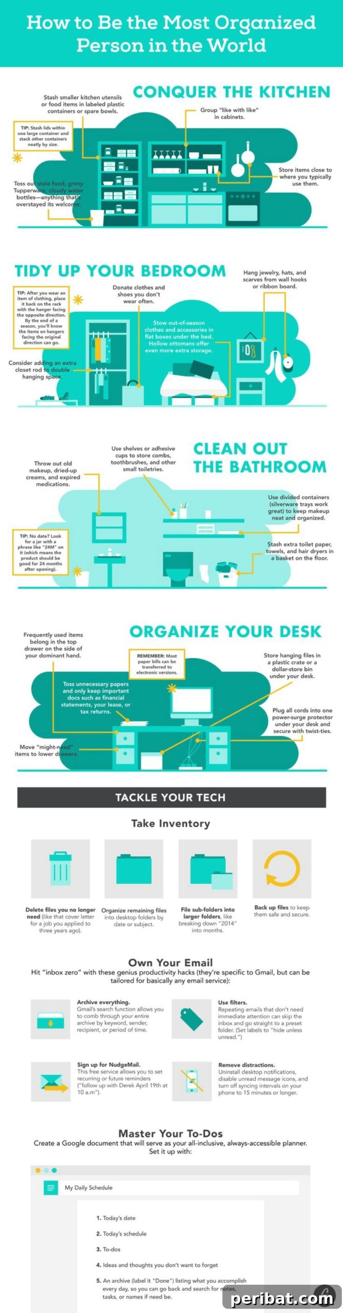 48. Become the Most Organized Person in the World - 50 Amazingly Clever Cheat Sheets To Simplify Home Decorating Projects