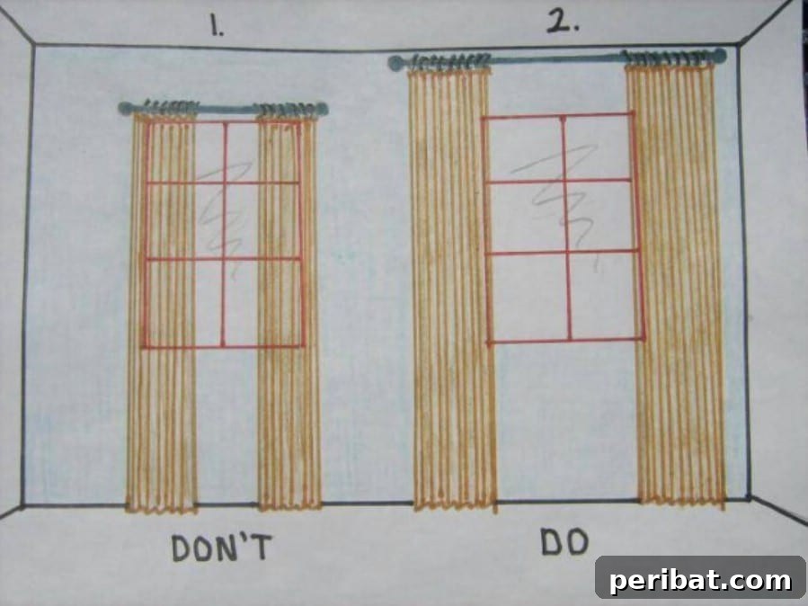 4. How do you hang curtains the right way? This is how! - 50 Amazingly Clever Cheat Sheets To Simplify Home Decorating Projects