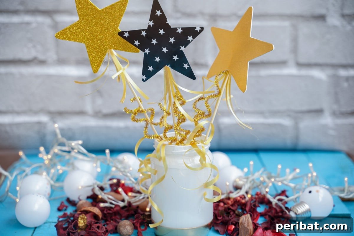 Stunning gold and white upcycled mason jar centerpiece on a white brick background, ready for celebrations.