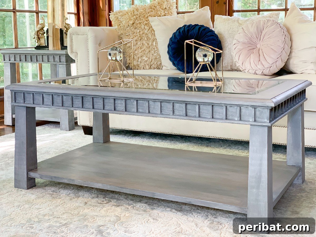 Finished modern farmhouse glass top table restoration