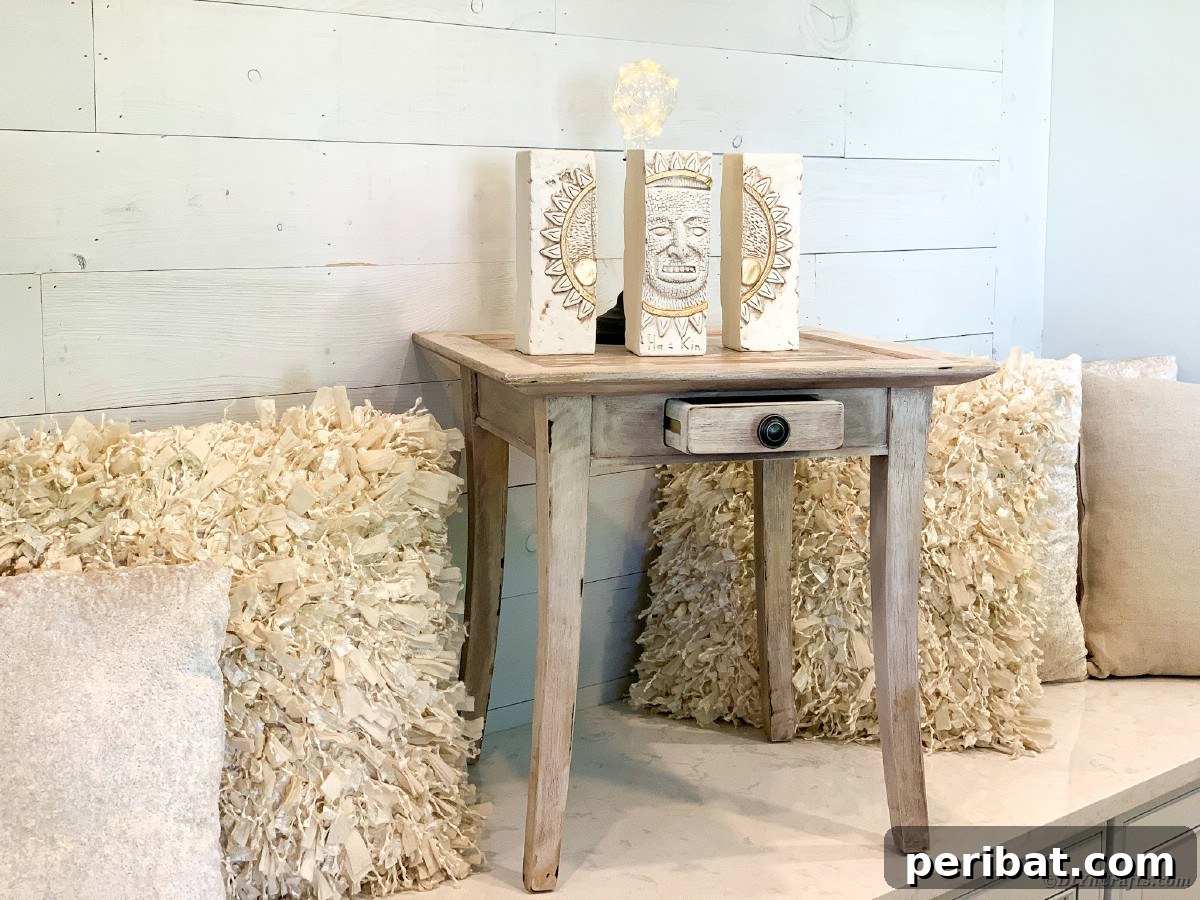 Finished side table with decor