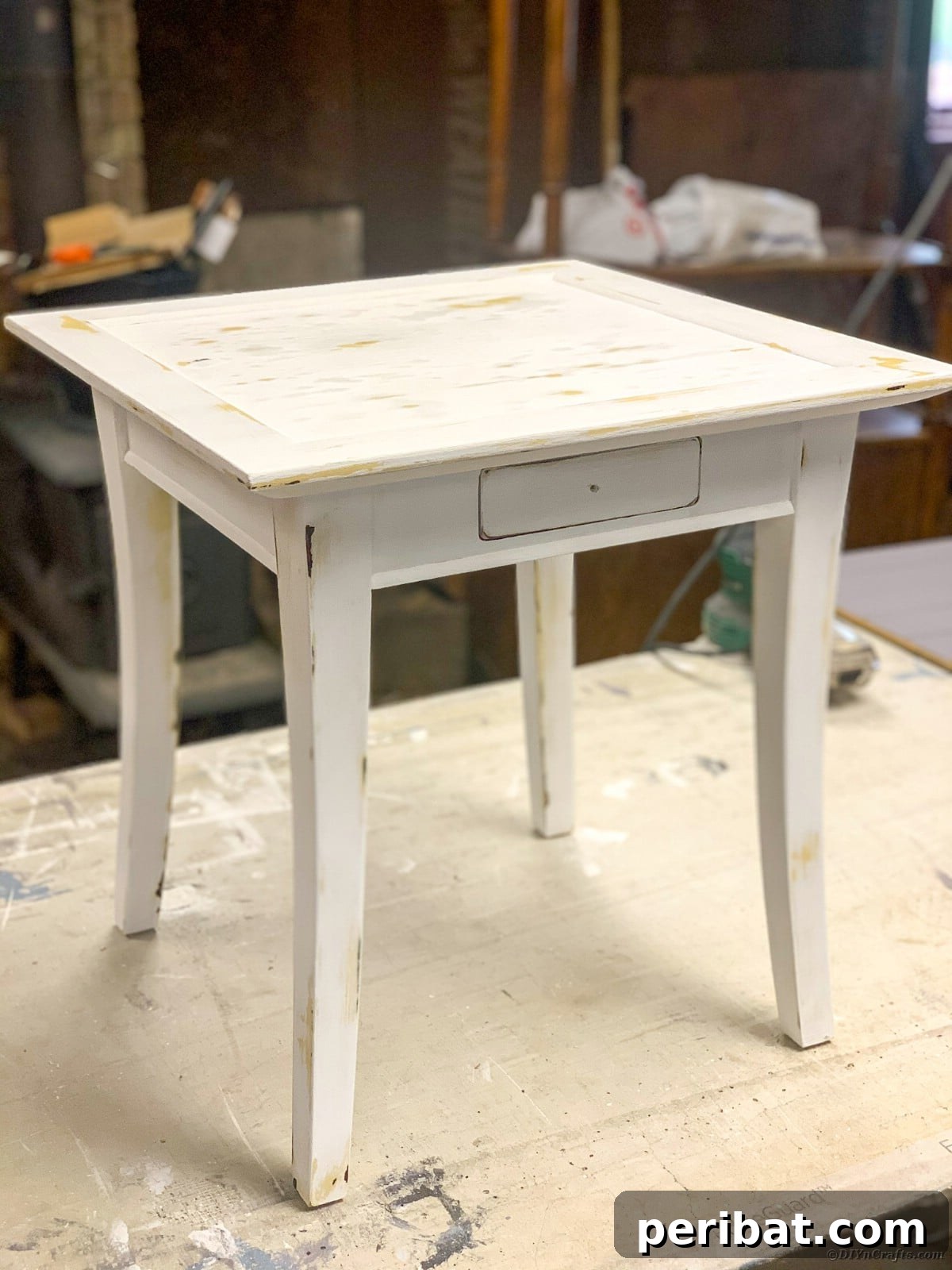 Painted side table with drawer