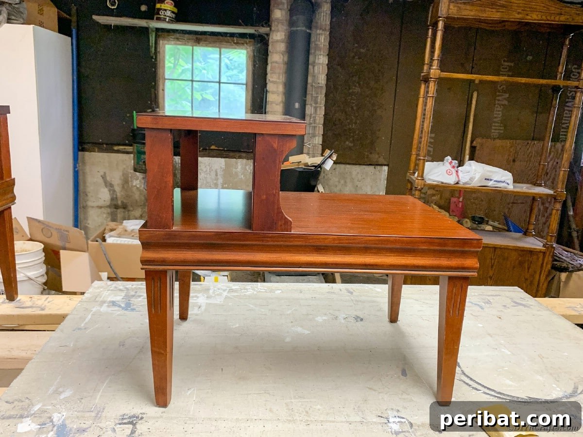 Mid Century End Table Makeover: A Step-by-Step Guide 4 Unfinished piece