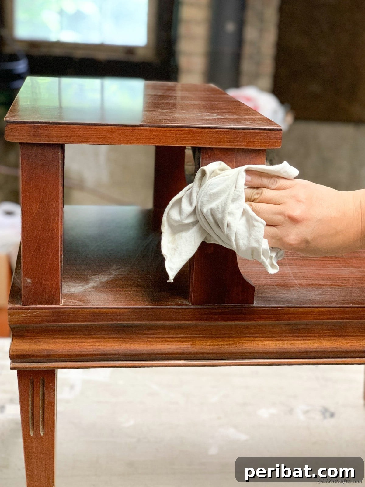 Mid Century End Table Makeover: A Step-by-Step Guide 7 Wiping table