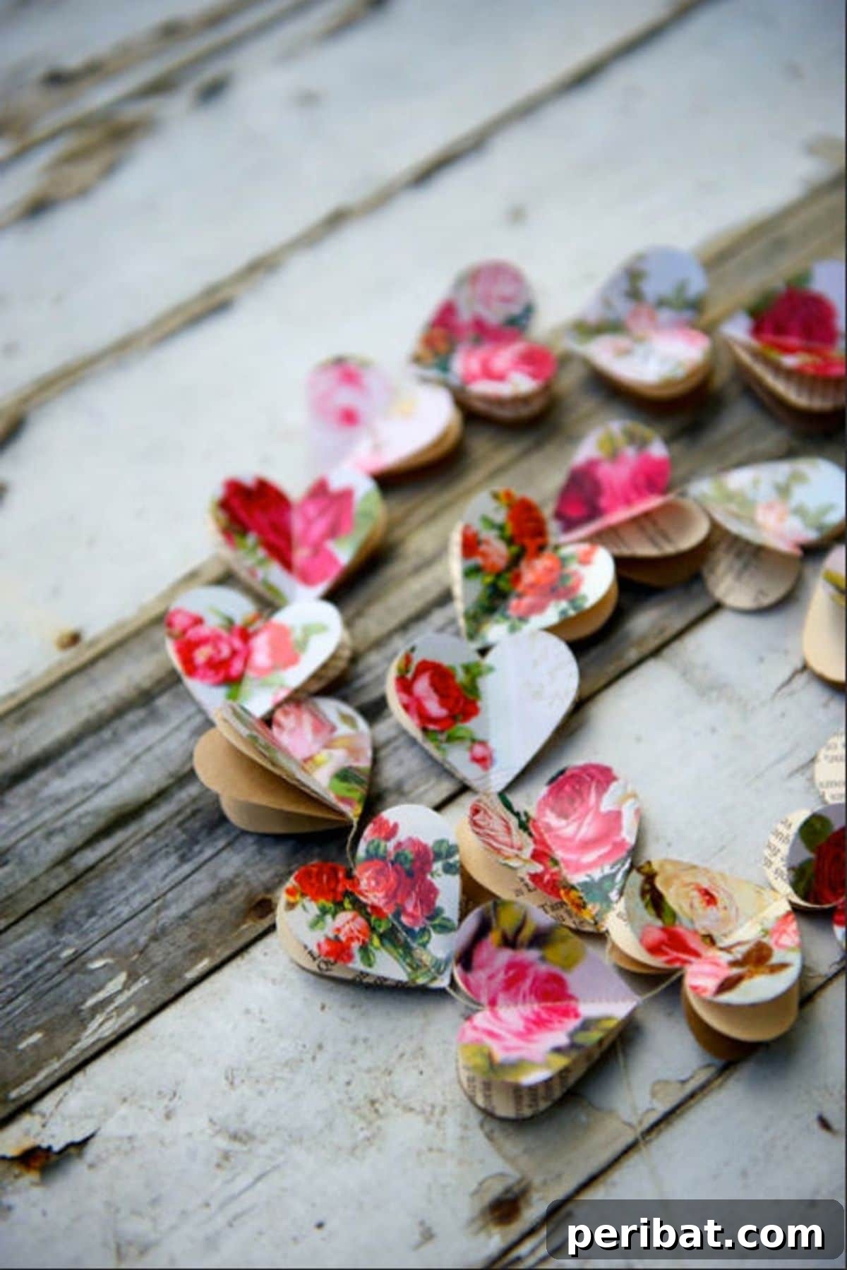 Paper rose and book hearts