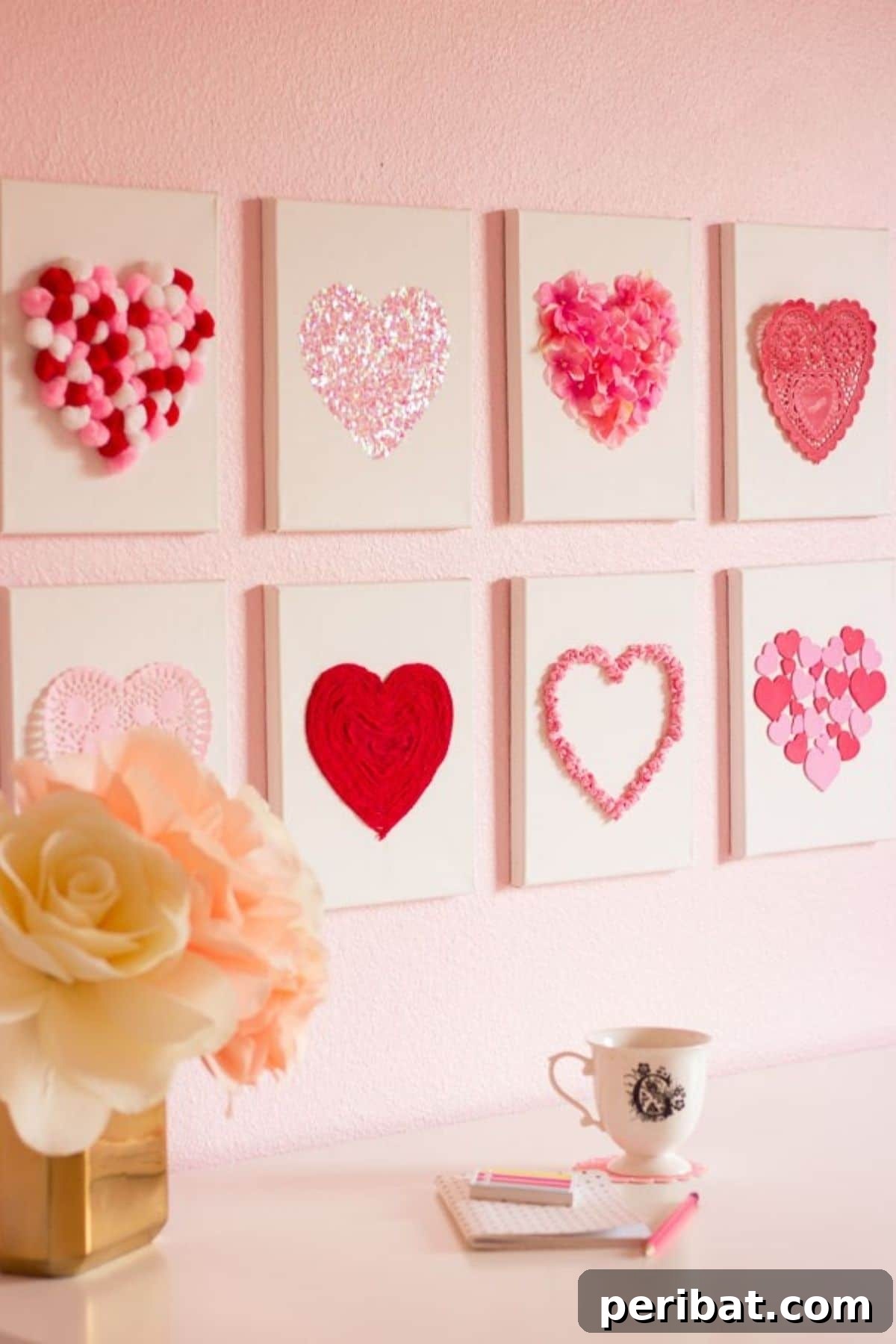 Hearts on canvas