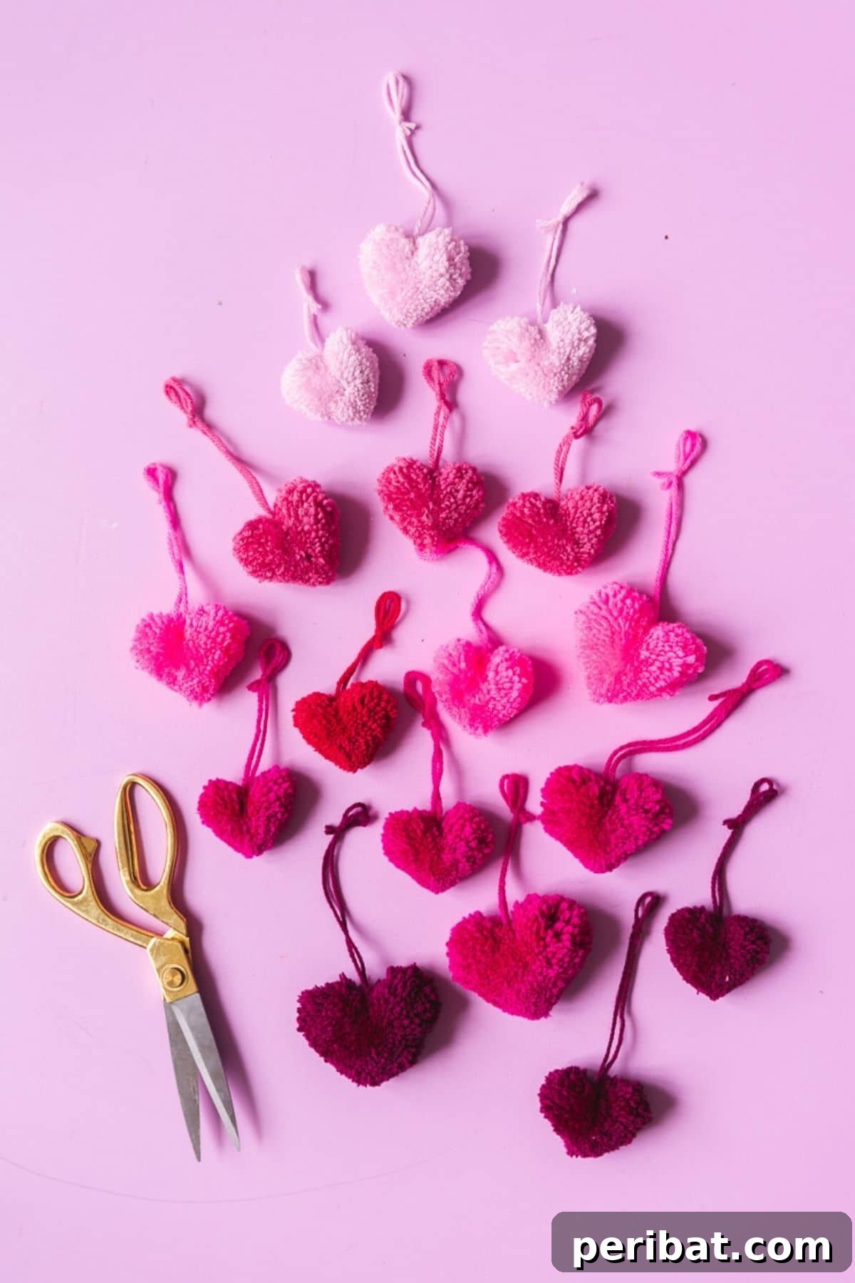 Heart pom poms