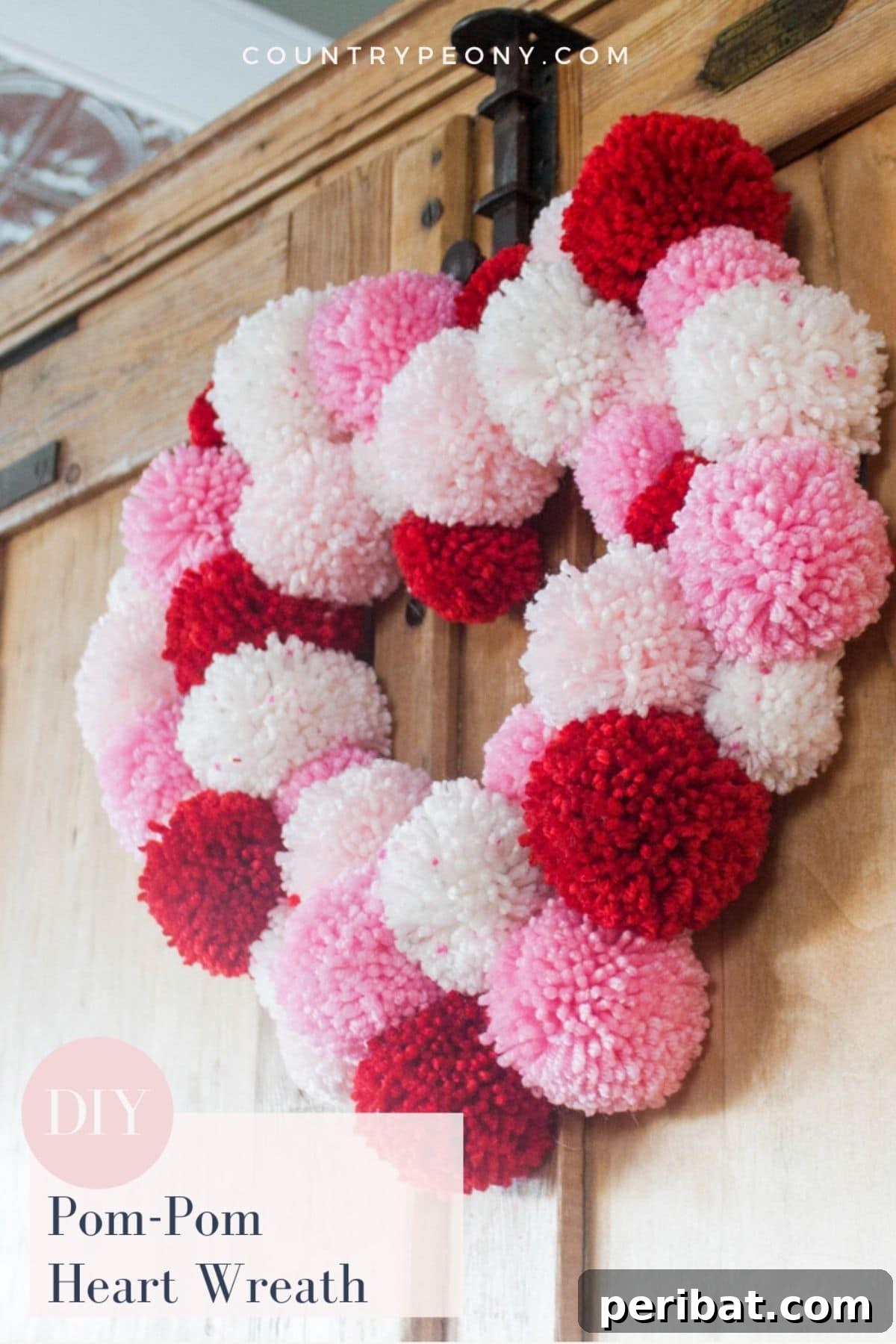 Pom pom heart wreath