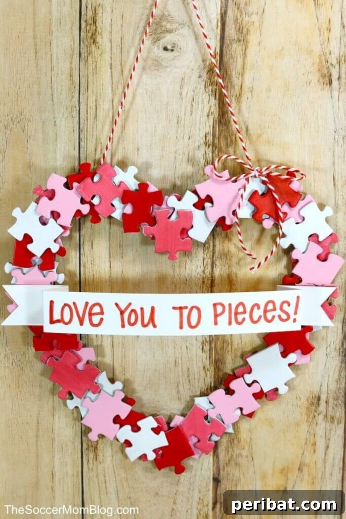 Puzzle piece heart wreath