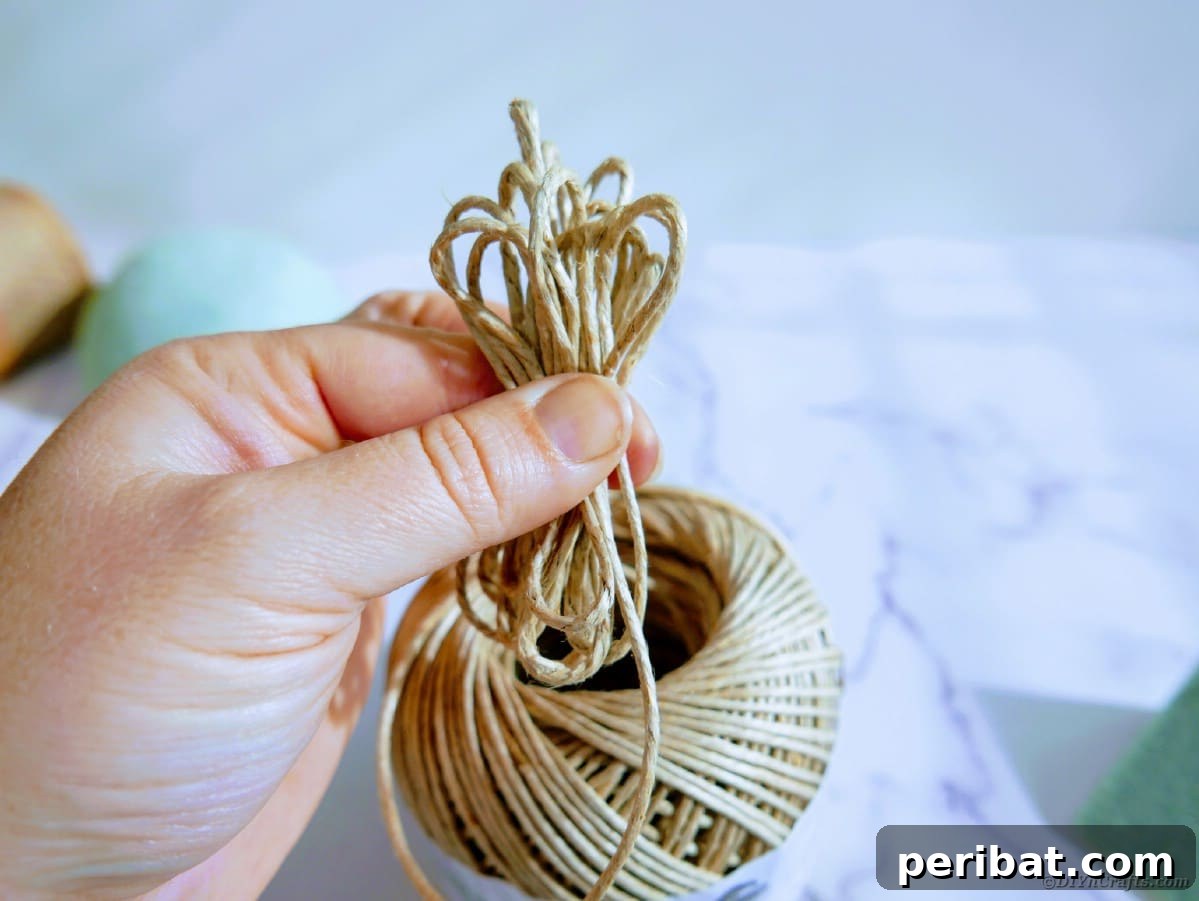 Create a Charming Burlap Hedgehog Decoration 9 Coiling twine into loops for the hedgehog's face