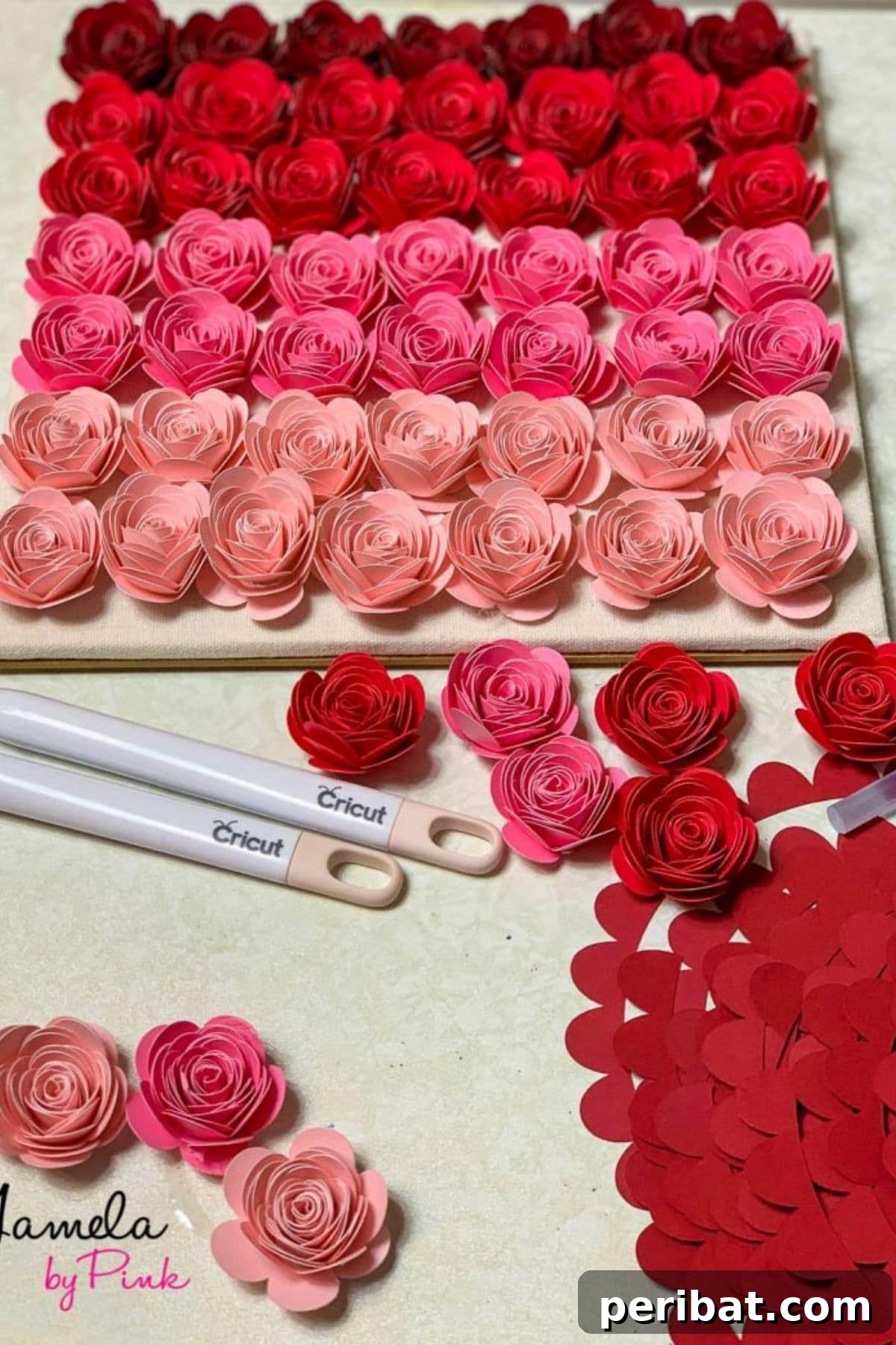 Crafty Cupid: Valentine's Day Gifts Kids Can Make 16 Beautiful ombre paper flowers arranged in a shadow box frame, a decorative DIY craft for Valentine's Day