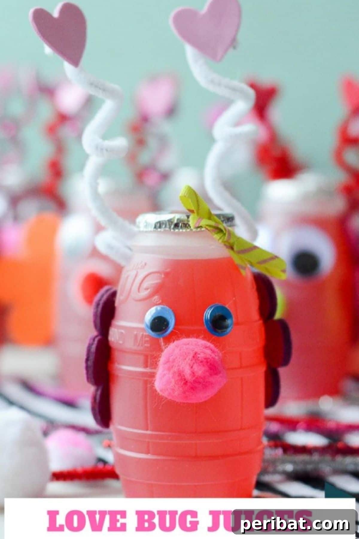 Crafty Cupid: Valentine's Day Gifts Kids Can Make 19 Juice boxes decorated as cute 'love bug' characters with googly eyes and pipe cleaner antennae