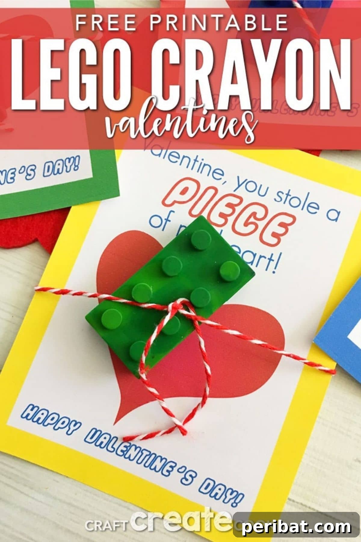 Crafty Cupid: Valentine's Day Gifts Kids Can Make 6 LEGO-shaped crayons with a printable Valentine's card, an ideal DIY gift for creative kids