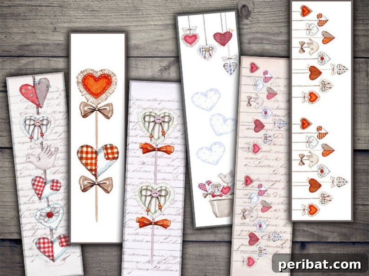 Crafty Cupid: Valentine's Day Gifts Kids Can Make 10 A collection of printable Valentine's Day themed bookmarks with various designs