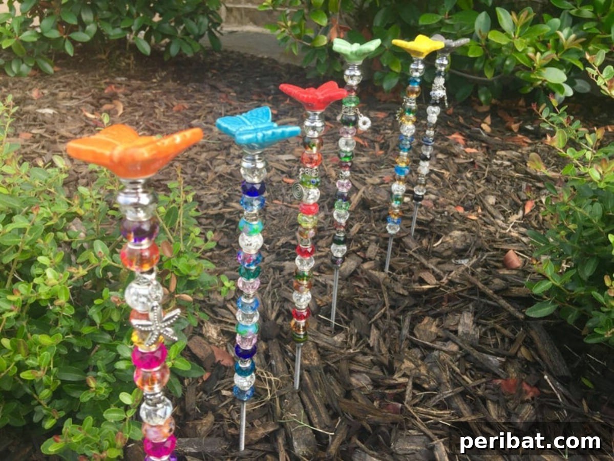 Beaded butterfly garden marker