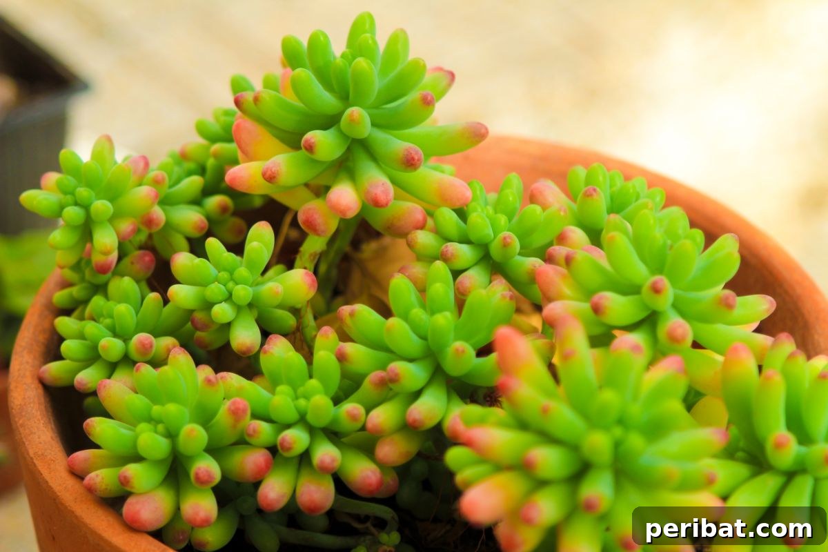 Simple Secrets for Propagating Succulents 6 sedum rubrotinctum jelly bean plant, an arrangement of the distinctive red-tipped green leaves