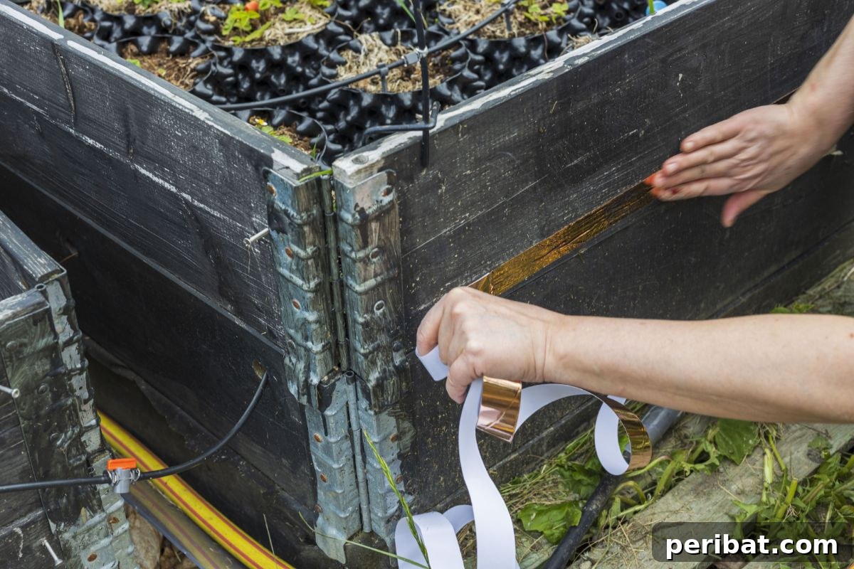 8 Ingenious Strategies to Protect Your Garden from Slugs 5 putting copper tape in the raised bed to protect the plants from slugs
