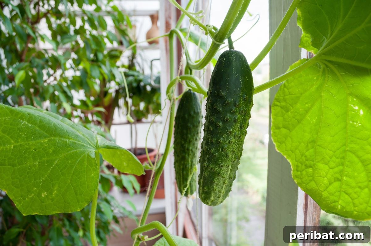 18 Vegetables to Kickstart Your Garden Indoors 5 cucumber growing indoors by the window