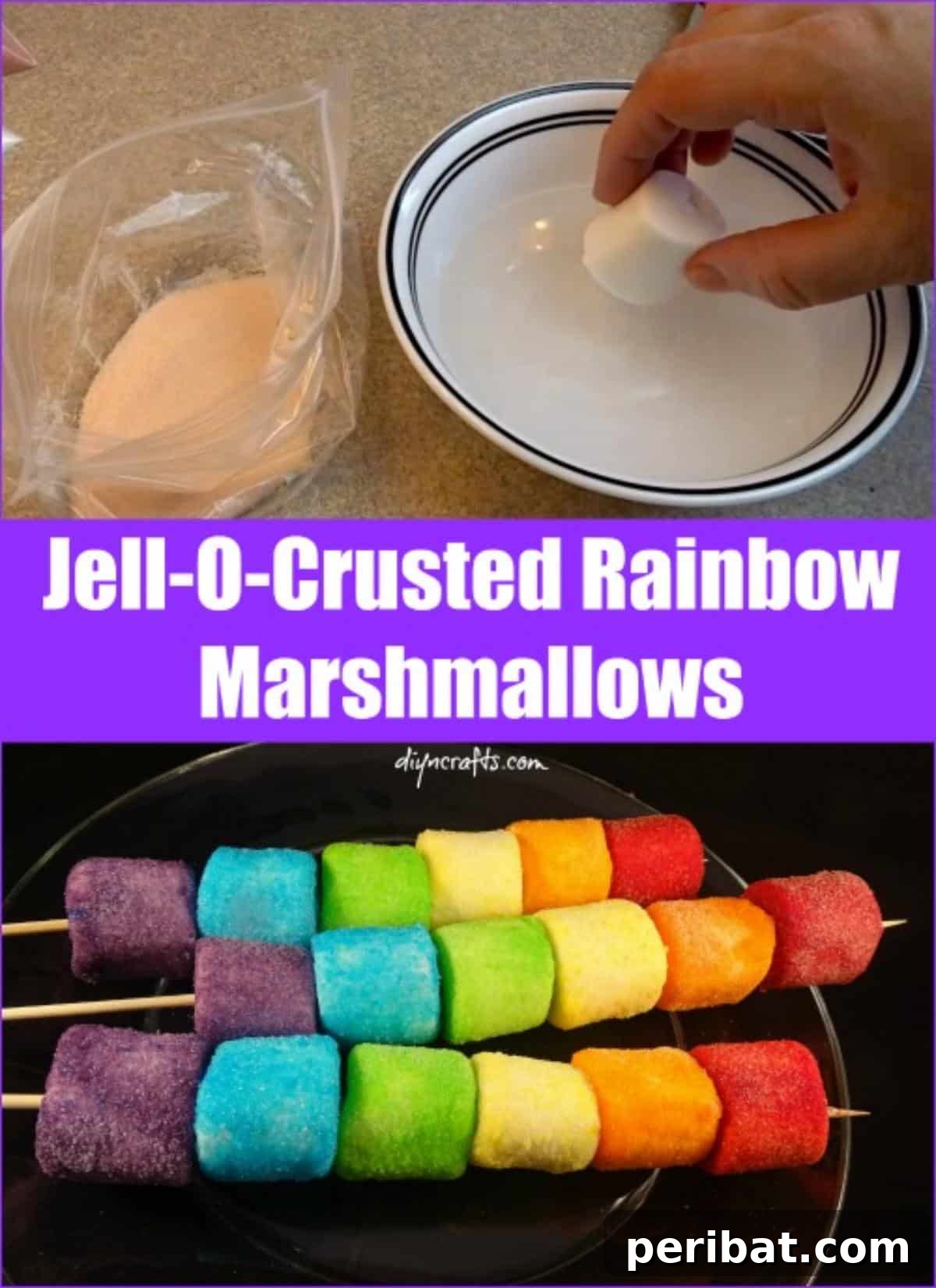 Rainbow Jello Marshmallow Delights 2 Try this Quick and Easy Sweet Treat: Jell-O-Crusted Rainbow Marshmallows - Brilliant recipe