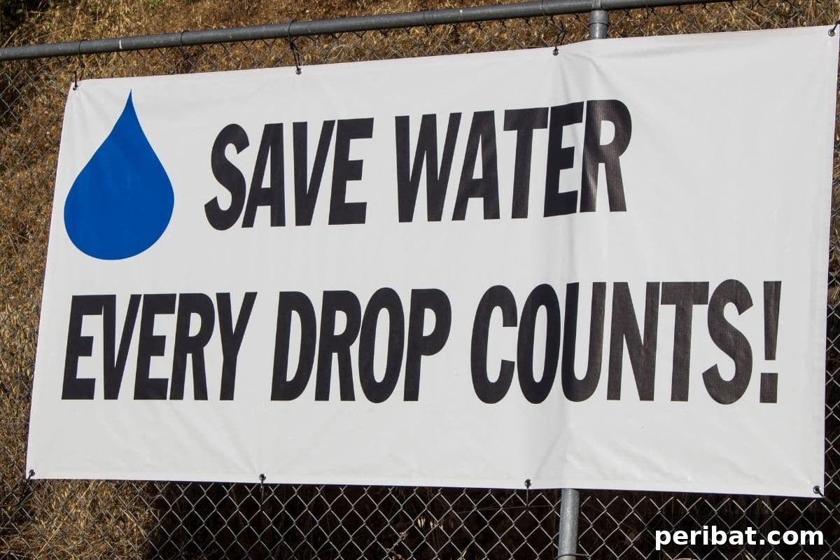 5 Easy Steps to Build a Rain Barrel for Your Garden 9 save water sign in a fence