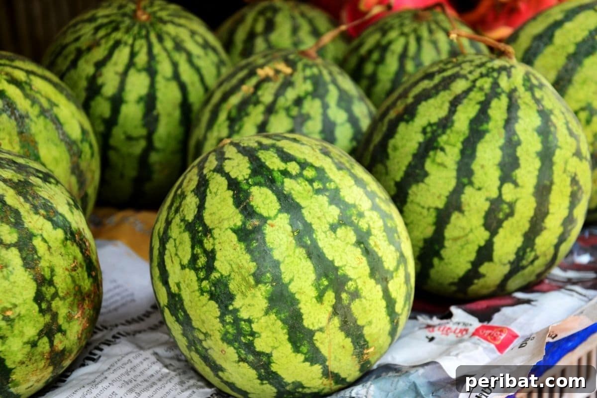 watermelon displayed in the market 